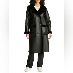 REBECCA MINKOF Faux Shearling Leather Overcoat